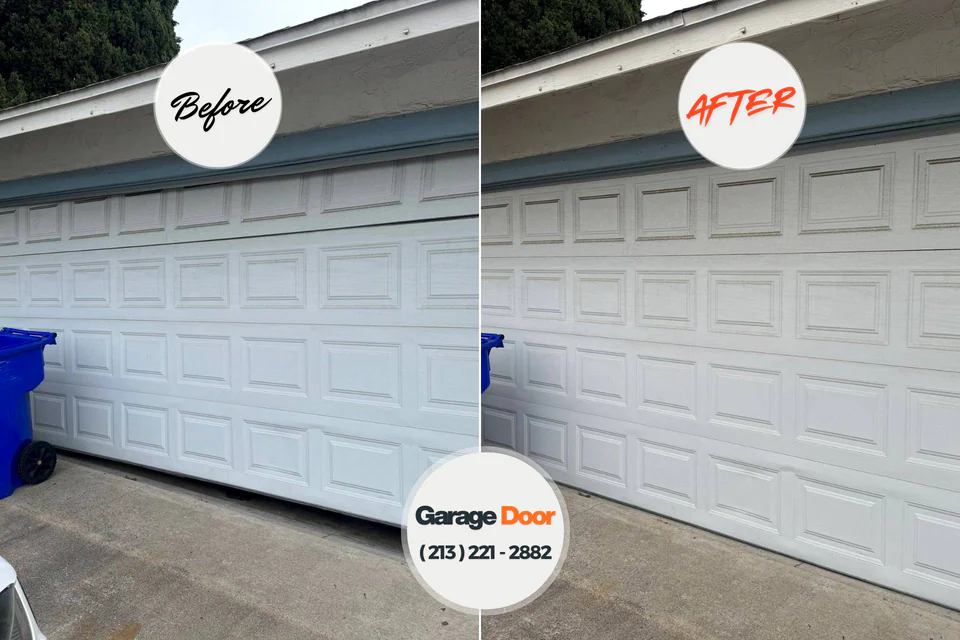 Before and after: garage door repair Due West, SC